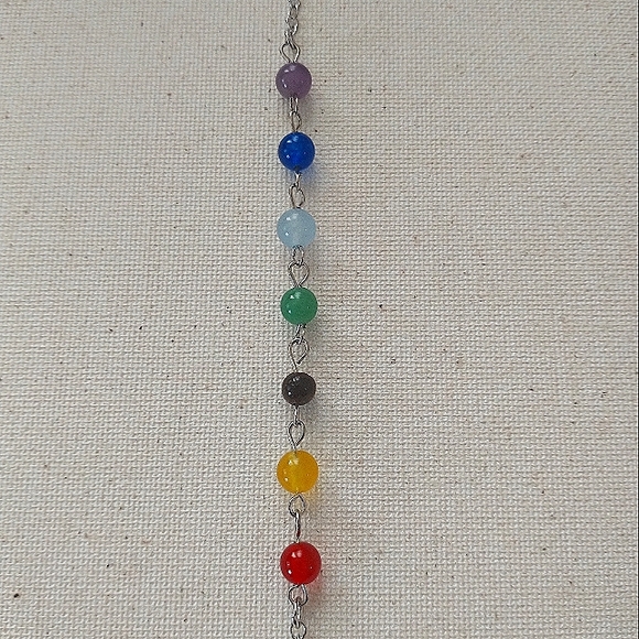 Pendulum 7 Chakra Beads Crystals Healing Keychain Purse Amethyst Natural Gem - Picture 5 of 10